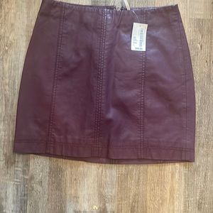 Free  People pleather mini skirt eggplant size 6